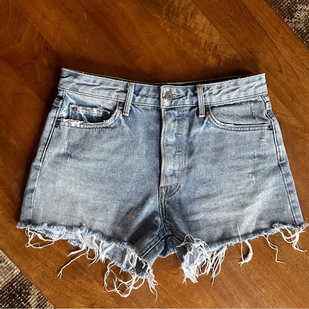 GRLFRND Light Blue Distressed Jean Shorts - Picture 3 of 8